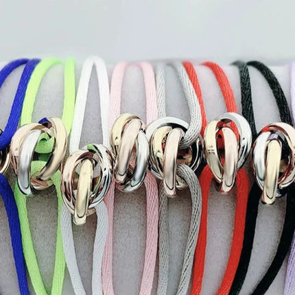 Luxe RVS Armband met Multicolor Lint - Verstelbare Maat 41 kleuren