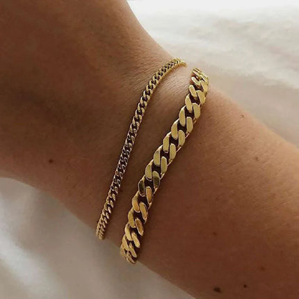 Golden Cuban Bracelet Polished Stainless Steel