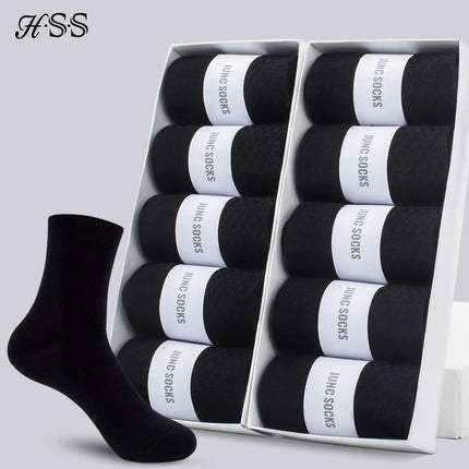 10 Paar luxuriöse Herren-Baumwollsocken – neues Design – Schwarz – Business – atmungsaktiv