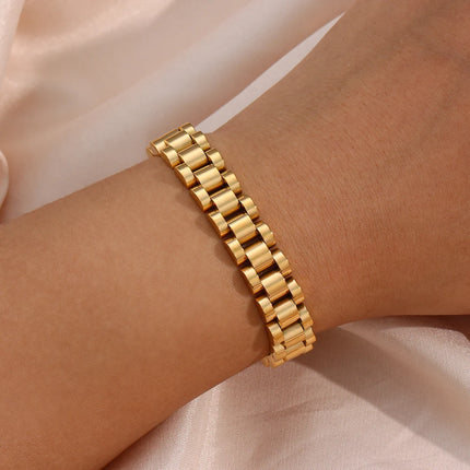 Golden Cuban Bracelet Polished Stainless Steel