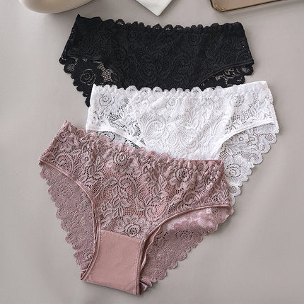 Luxury Floral Lace Panties Set 3 Pieces