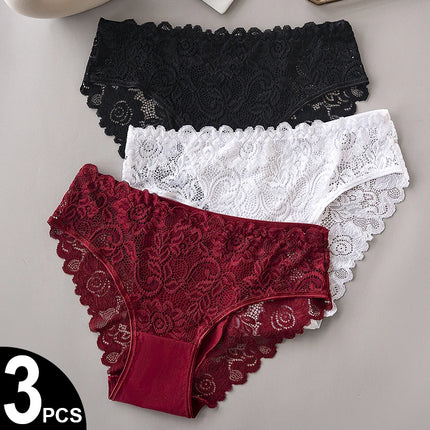 Luxury Floral Lace Panties Set 3 Pieces