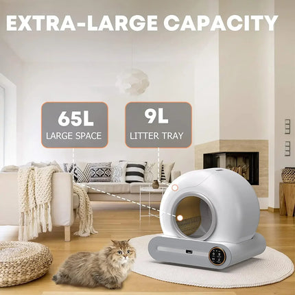 Luxury Self-Cleaning Litter Box PRO® - 65L + 9L - Automatic Litter Box - With App and Touchscreen - Quiet, odorless litter box with self-cleaning system - With App and Touchscreen