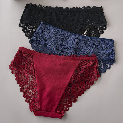 Luxury Floral Lace Panties Set 3 Pieces