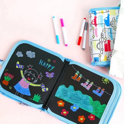 Magical children's drawing board with water chalk pens